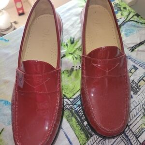 Cole Haan Women's Burgundy Patent Leather Penny Loafers